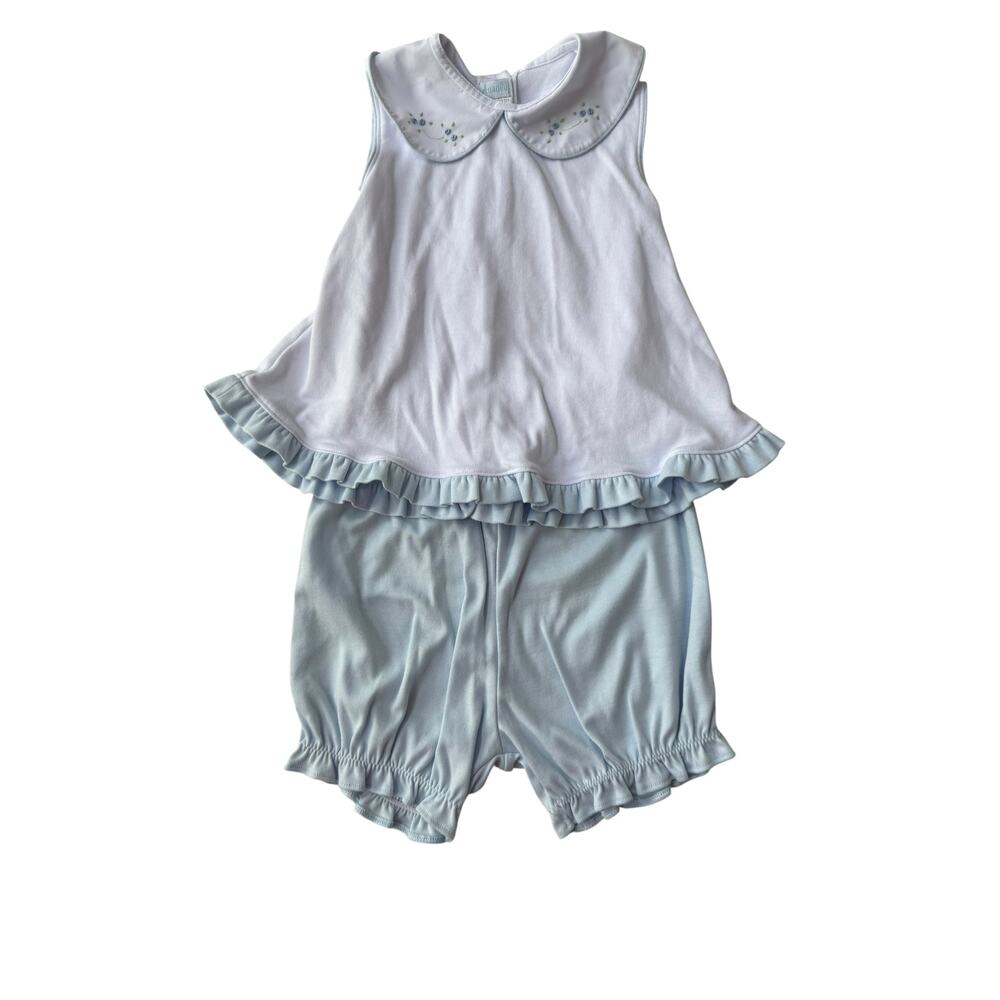 Auraluz Girls Blue/White Sleeveless Top And Short Set Size 3T